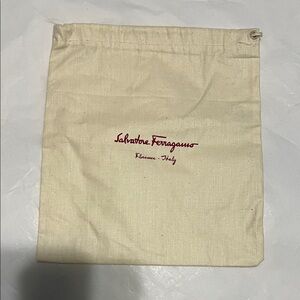 Salvatore Ferragamo Beige Dust Bag with Red Logo